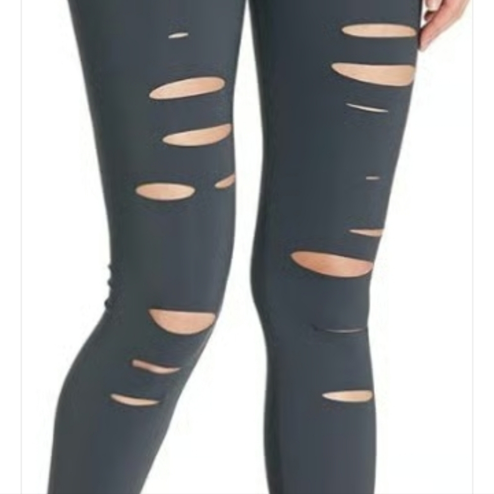 Alo Yoga Ripped Warrior Leggings Charcoal Gray Size S - Picture 4 of 14